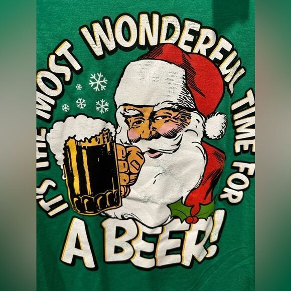 Christmas Santa beer shirt small green - Picture 3 of 3